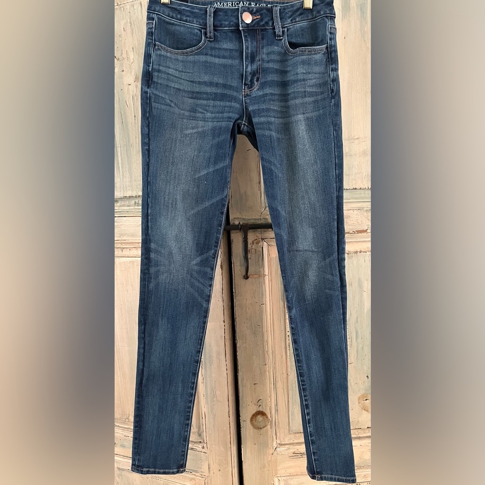 American Eagle Outfitters Dark Blue Skinny Jeans Size 4 Long